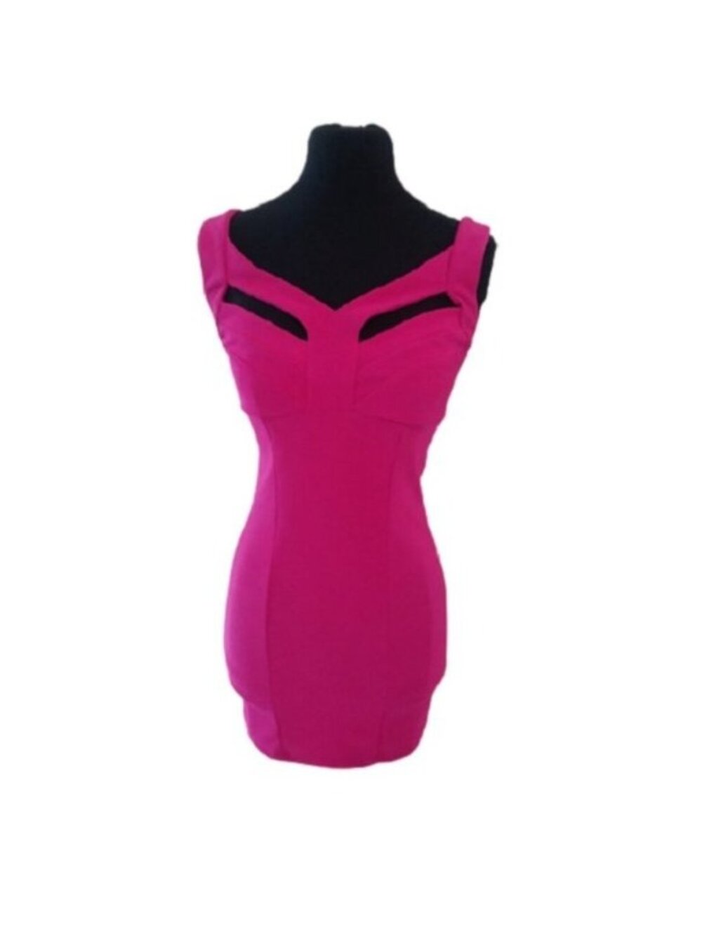 Janette Fashion Body Con Dress with Cutouts, Hot Pink, Size Medium